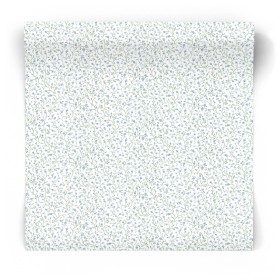 Biała tapeta w niebieskie kwiaty