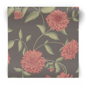 Czarna tapeta w czerwone kwiaty do pokoju