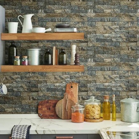 Tapety imitujące cegłę i łupek do kuchni