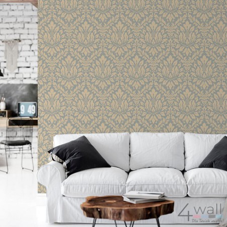 tapeta glamour ornament szary