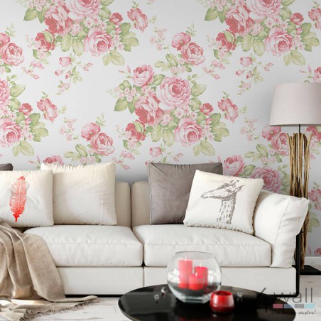 Tapeta Vintage w kwiaty malowane pastelowe